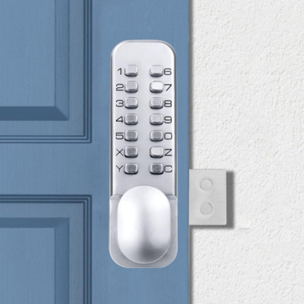Mechanical Keyless Entry Door Lock Smart Code Combination Security Door Knob Silver