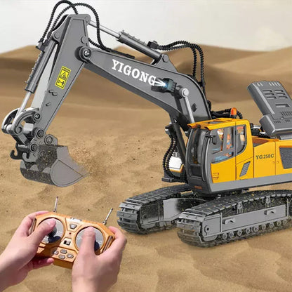 2.4GHz Remote Control Excavator RC Construction Car Toy with Light and Music Yellow