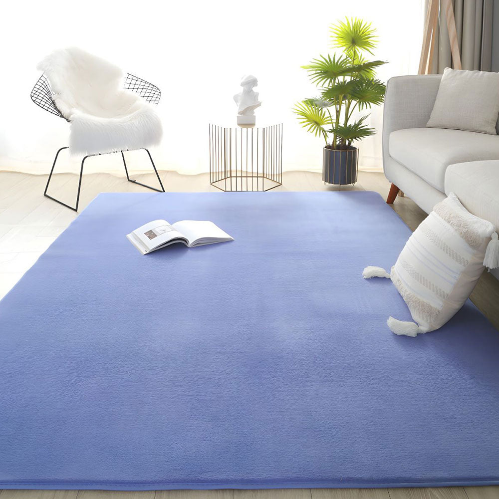 Coral Fleece Soft Carpet Fast Rebound Sponge Floor Mat-Blue