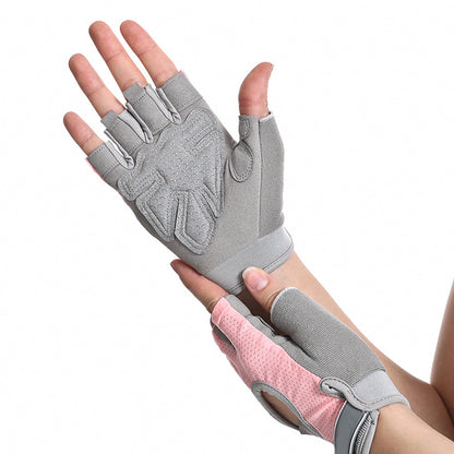 Durable Half-Finger Fitness Gloves for Gym Workouts Men & Women Pink