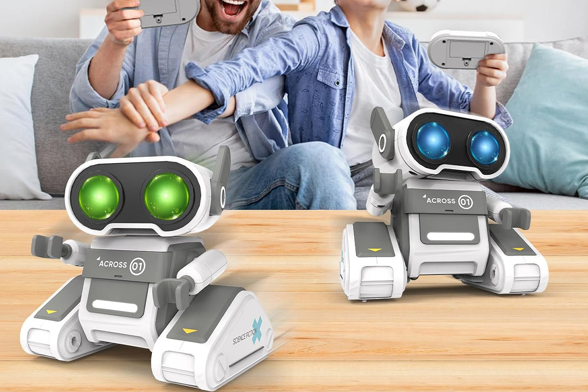 Remote Control Robot Toys RC Robots with LED Eyes Flexible Head Arms Music Dance Moves Christmas Gift Birthday-Grey