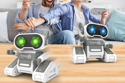 Remote Control Robot Toys RC Robots with LED Eyes Flexible Head Arms Music Dance Moves Christmas Gift Birthday-Grey