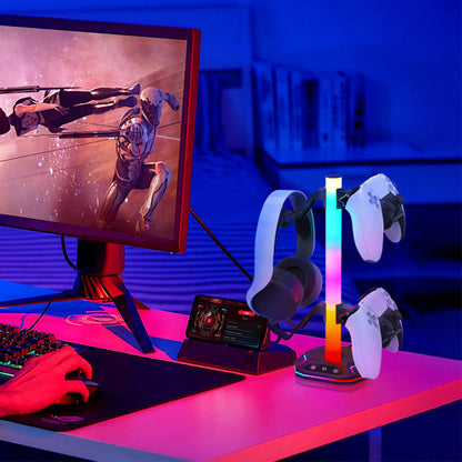 2-Tier Game Controller Holder Headset Stand with RGB Light Modes for PS5 Consoles