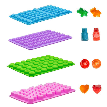 4 PCS Silicone Candy Molds with 2 Droppers Gummy Candy Molds for Chocolate Gummy DIY