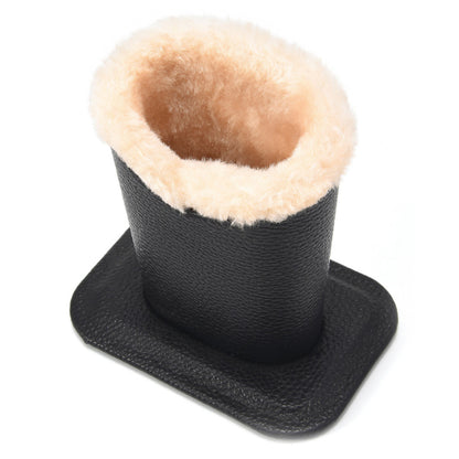 Soft Plush Lined Eyeglasses Desk Holder PU Leather Glasses Display Stand With Base-Black
