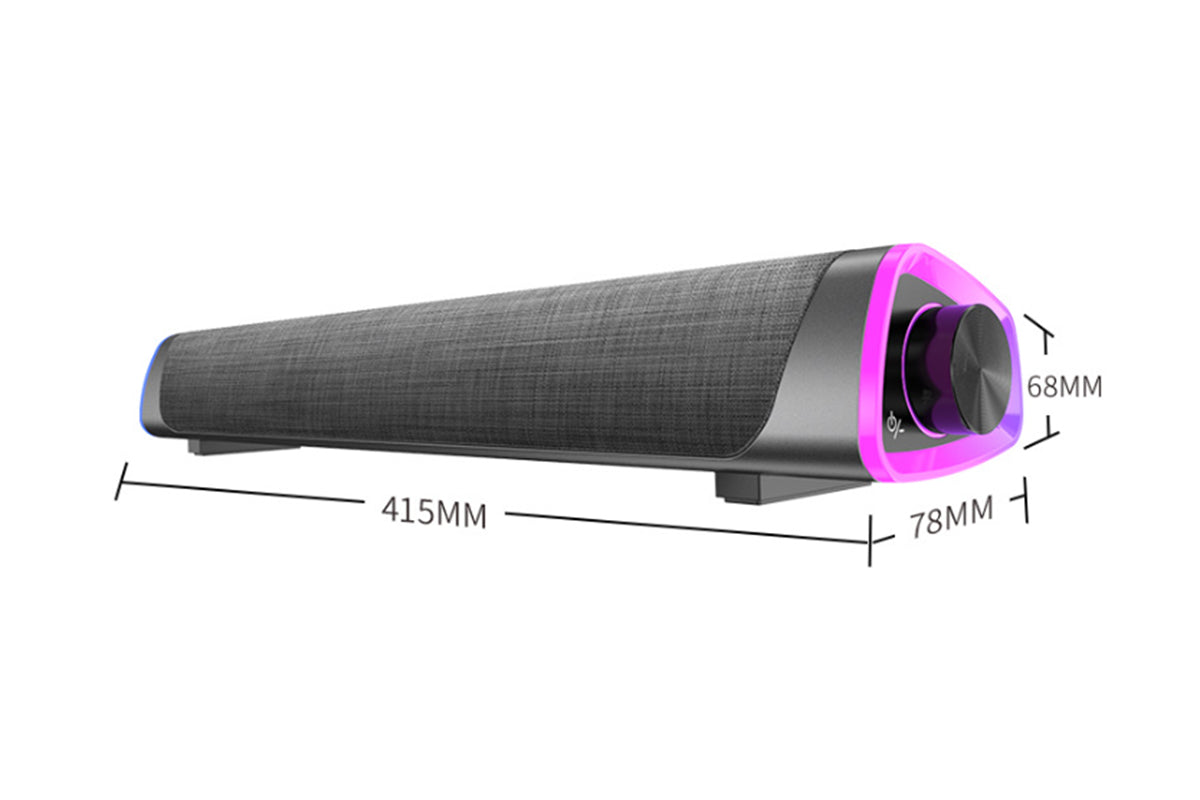 Bluetooth Computer Speakers with Colorful LED Lights for Monitor-Black