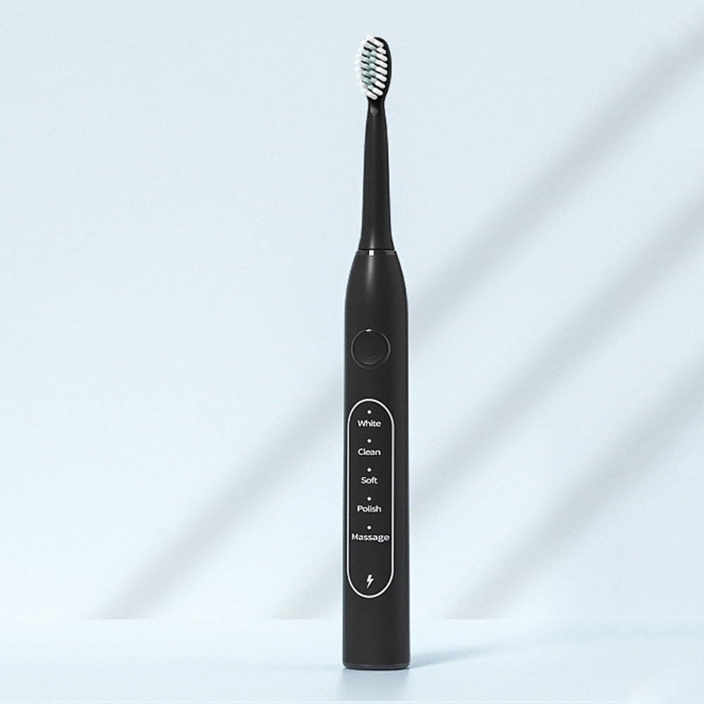 Sonic Electric Toothbrush with 8 Soft Wave Brush Heads Black