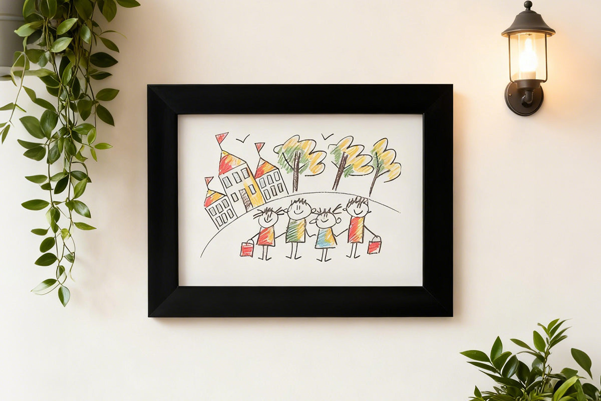 Removable Clip boy and girls Picture Frame A4 Artwork Display-Black