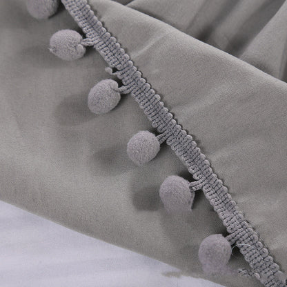 Pompom Fringe Bed Skirt Ruffle Valance Bed Wrap Valance Gray