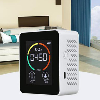 3-in-1 Air Quality Monitor CO2 Meter Temperature Humidity Carbon Dioxide Detector White