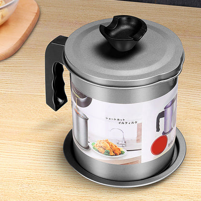 1.4L Stainless Steel Oil Can Oil Container Keeper Storage Can with Strainer