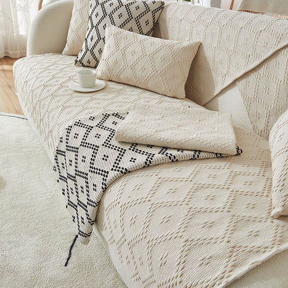 Cotton Linen Sofa Slipcover Sofa Towel Cover Furniture Protector -Beige