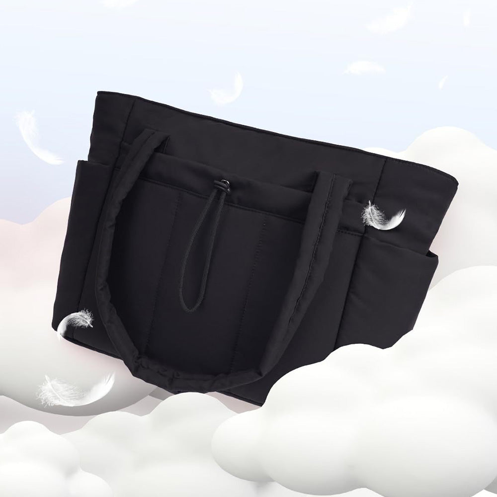 Women¡¯s Handheld Tote Bag ¨C With Cup Holder Compartment and Luggage Sleeve for Travel & Work Black