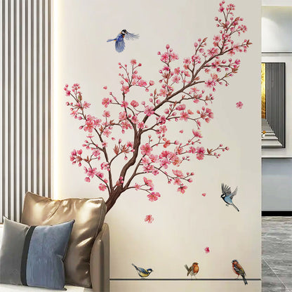 Tree Branch Birds Flying Wall Decals Falling DIY Flower Petals Wall Stickers Peel and Stick Wall Stickers