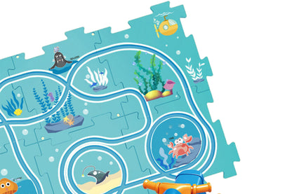 DIY Car Track Puzzle Play Set With A Cute Vehicle Preschool Educational Montessori Toy-Style 3