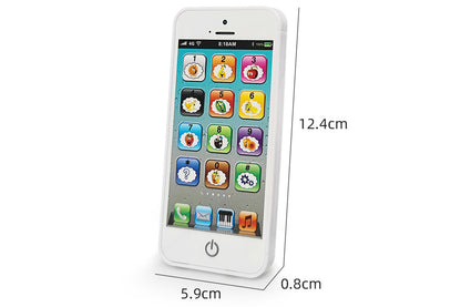 Learning Toy Play Cell Phone with 8 Functions and Dazzling Lights Interactive Toy for Boys Girls-White
