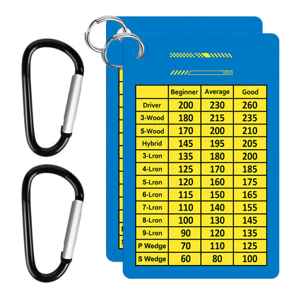 2 PCS Golf Club Range Chart Cards  Card Golf Score Cards Golf Club Distance Card with Clips