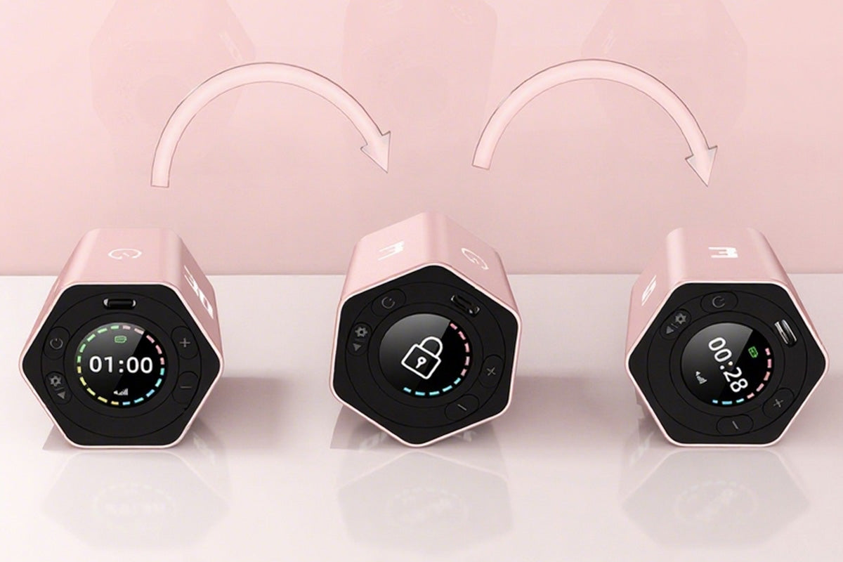 Cube Timer Rotating Timer with Vibration Adjustable Volume Countdown-Pink
