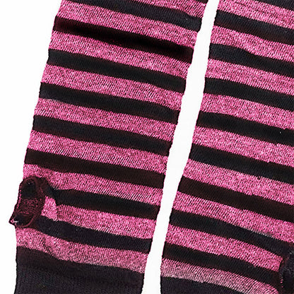3 Pairs Women Fingerless Arm Warmers Striped Knit Winter Gloves