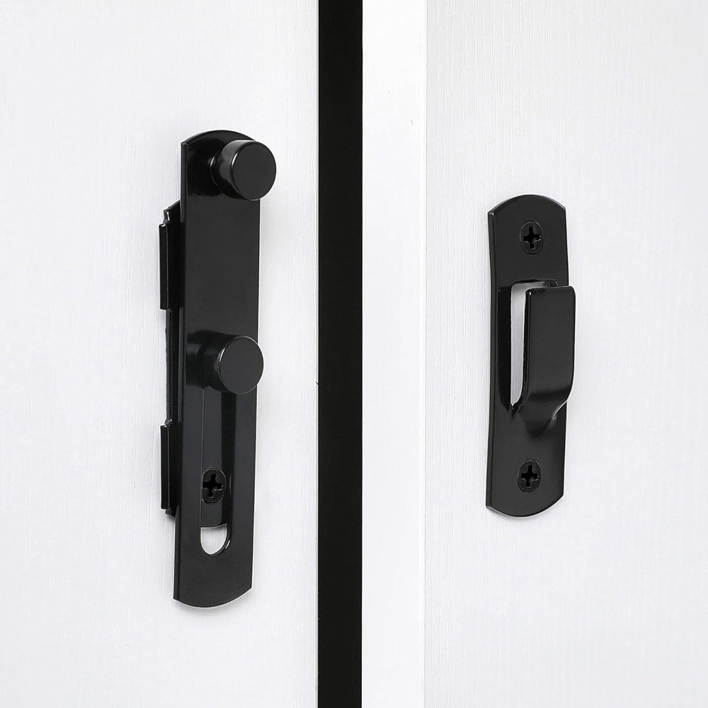 Set of 4Pcs 90-Degree Rotating Barn Door Lock Chirldproof Flip Sliding Latches for Window Door Black