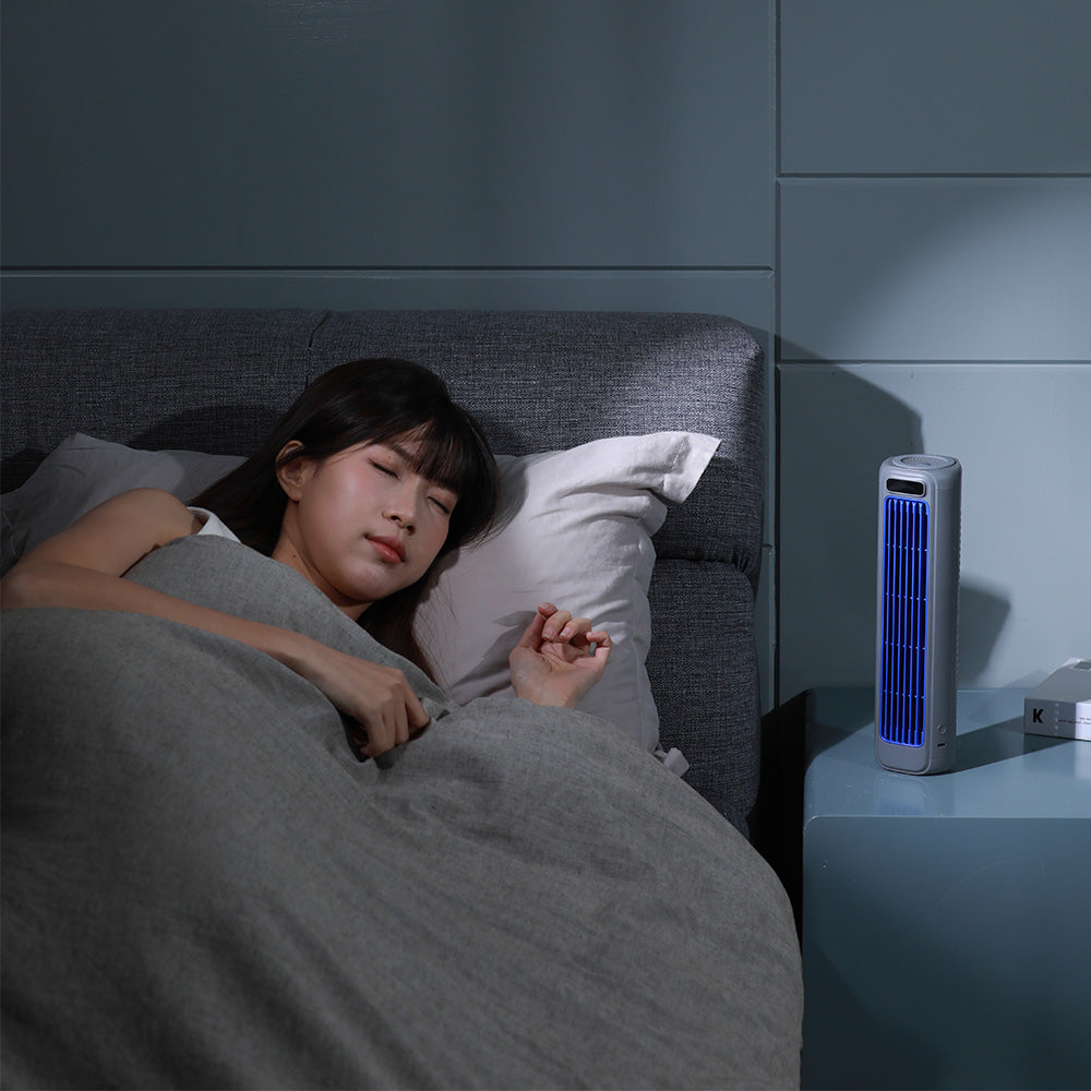 Air Conditioner Style Desktop Cooling Fan with Digital Screen for Room Office Grey