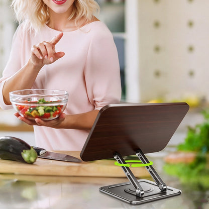 Book Stand for Reading 360-degree Rotating Holder with Page Clip - Black
