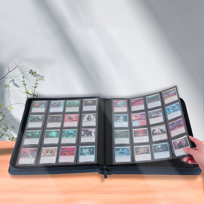 16 Pocket Card Binder 1024 Capacity PVC Free Hard Shell Waterproof Zipper-Dark Blue