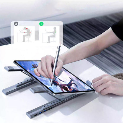 8-in 1 Laptop Stand with Docking Station USB 3.0 PD 100W 4K HDMI for MacBook