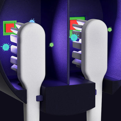 2Pcs Wall Mounted Toothbrush Holder and Cleaner with Smart Light Cleaning and Fan Drying