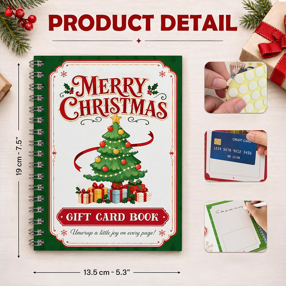 Christmas Gift Card Book Coil Bound Card Holder Book - Christmas Tree