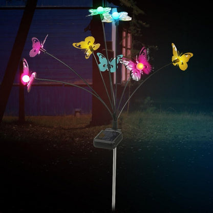2Pcs Solar Butterfly Decorative Lights Solar Powered Stake Lights -Multi Colour