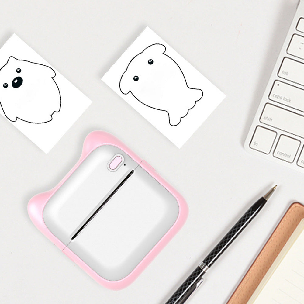 Pocket Bluetooth Thermal Printer Wireless Mobile Inkless Printer for Home Office Pink