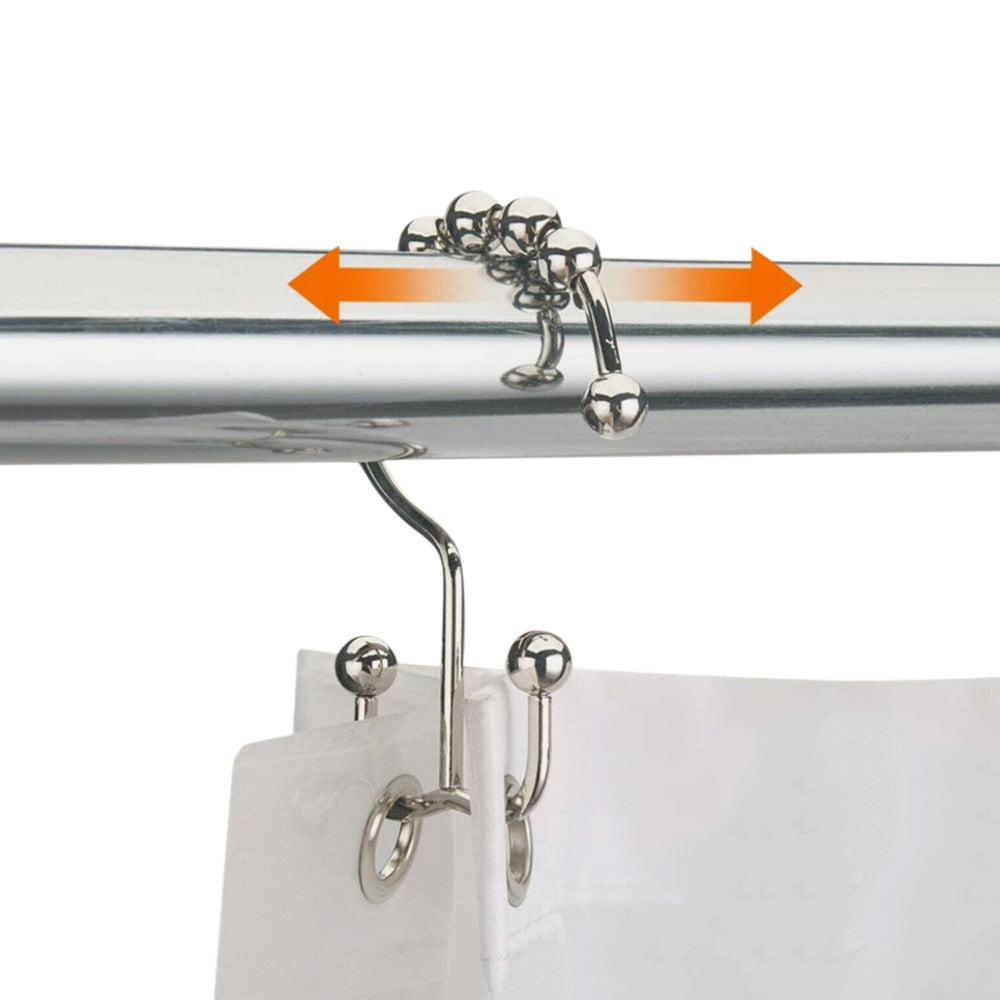 12Pcs Set Shower Curtain Hooks Metal Double Glide Shower Hanging Rings for Shower Rods