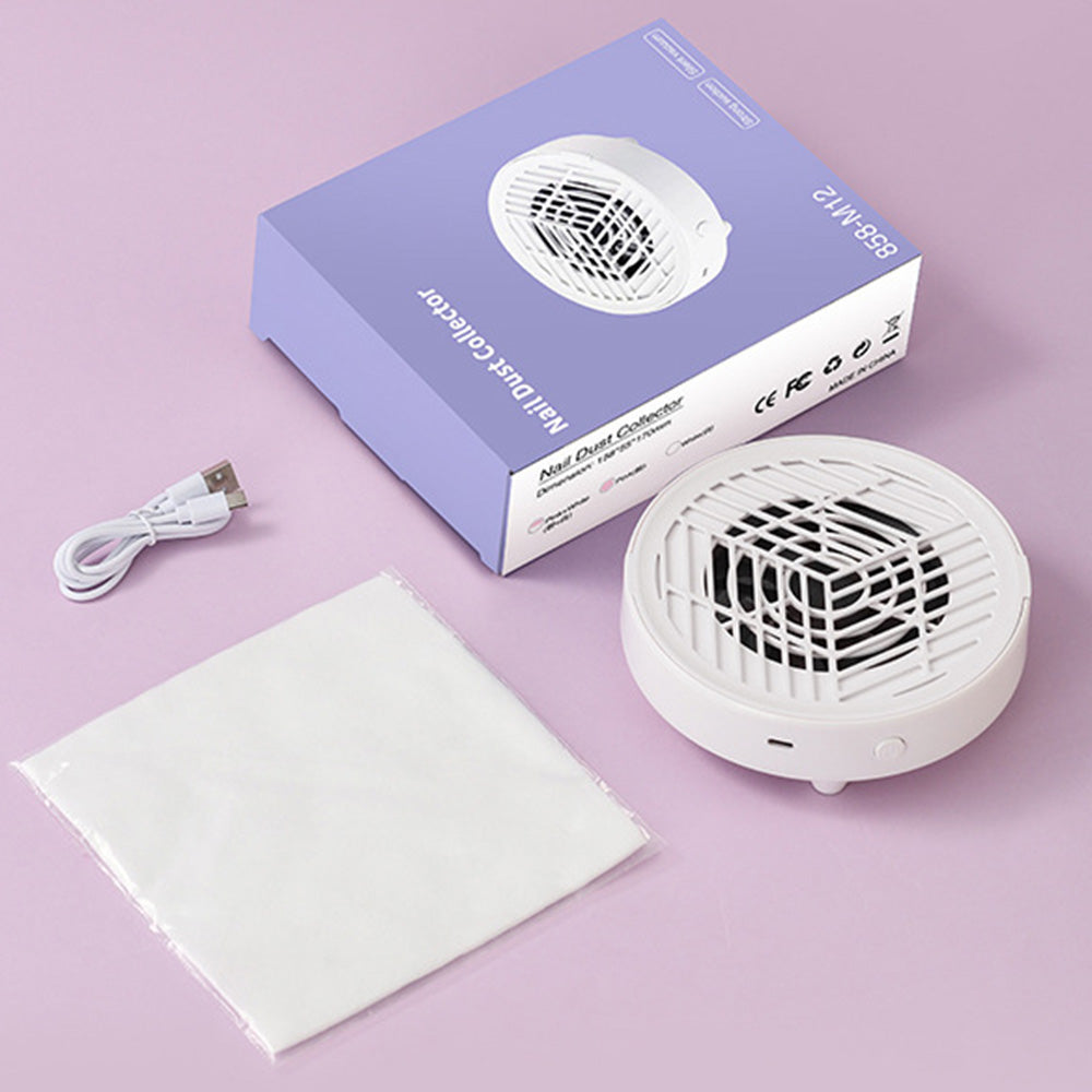 Mini Nail Dust Collector Lightweight Electric Manicure Vacuum for Home DIY and Salon Use-White