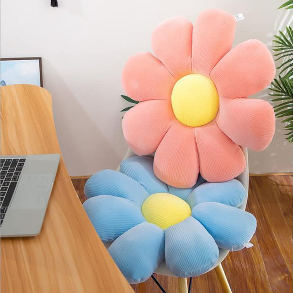 Cute Daisy Pillow Cushion Flower Floor Pillow Seating Cushion Flower Floor Plush Pillow Seating Cushion Bedroom-Blue