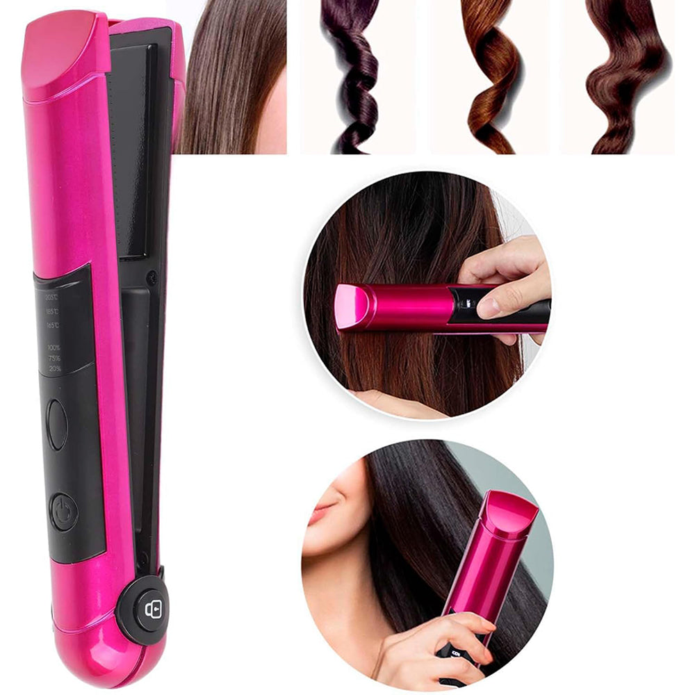 2 in 1 Portable Cordless Hair Straightener and Curling Iron