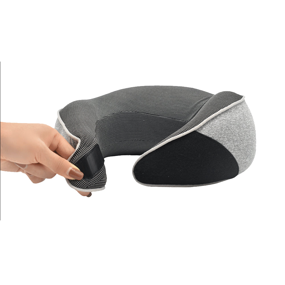 Travel Pillow Set Memory Foam Neck Pillow with Earplugs and Eye Mask Light Gray