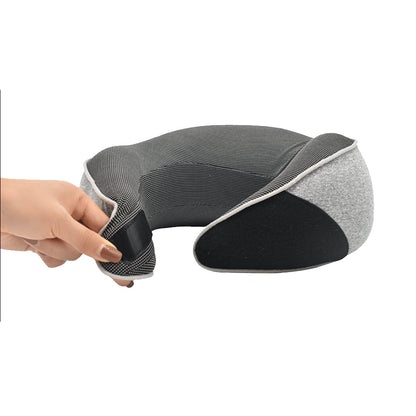 Travel Pillow Set Memory Foam Neck Pillow with Earplugs and Eye Mask Light Gray