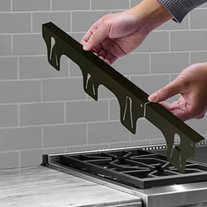 4Pcs Adjustable Stove Gap Fillers Heat Resistant Stove Gap Covers Stainless Steel Gas Stove Side Gap Protector Black
