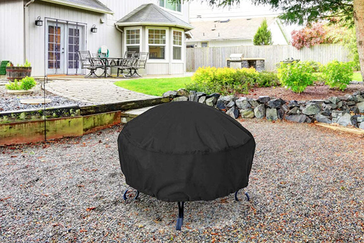 Outdoor Round Fire Pit Cover Waterproof Oxford Protector for Patio Use