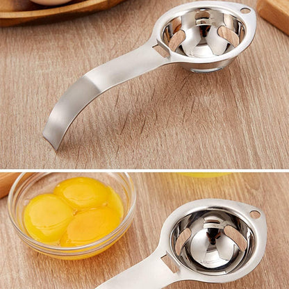 304 Stainless Steel Egg Yolk Separator 3 Hole Coil Egg Separator with Side Hooks