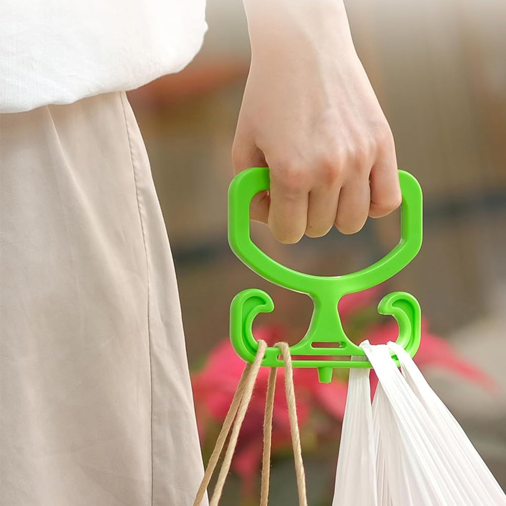 2PCS Grocery Bag Carrier Handles Plastic Bag Holder For Shopping Buckets Green