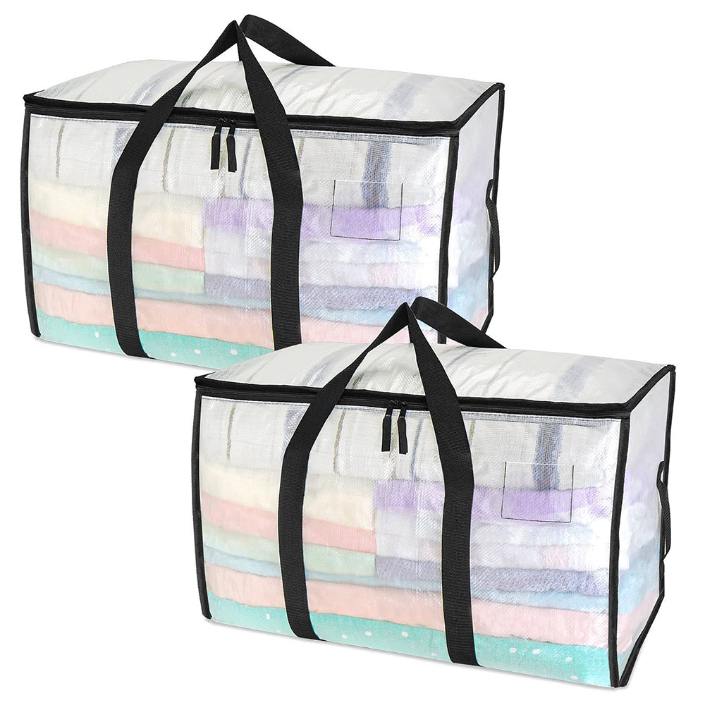 2Pcs 92L Oversized Moving Bag Transparent Christmas Holiday Heavy-Duty Storage Tote