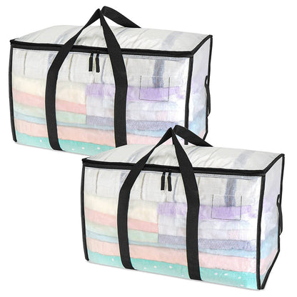 2Pcs 92L Oversized Moving Bag Transparent Christmas Holiday Heavy-Duty Storage Tote