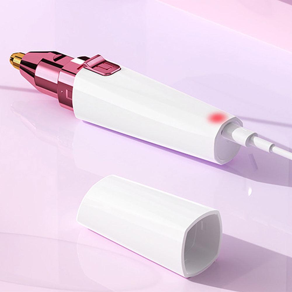Women Facial Hair Removal 2 in 1 Rechargeable Eyebrow Trimmer Face Shaver with Light -White