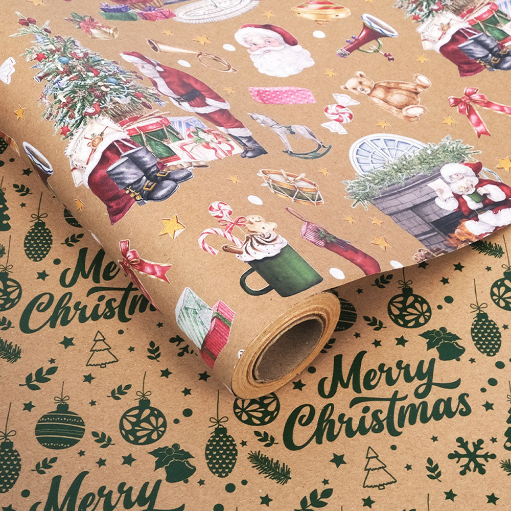 2 Pack Double Sided Christmas Wrapping Paper 4 - Santa Claus