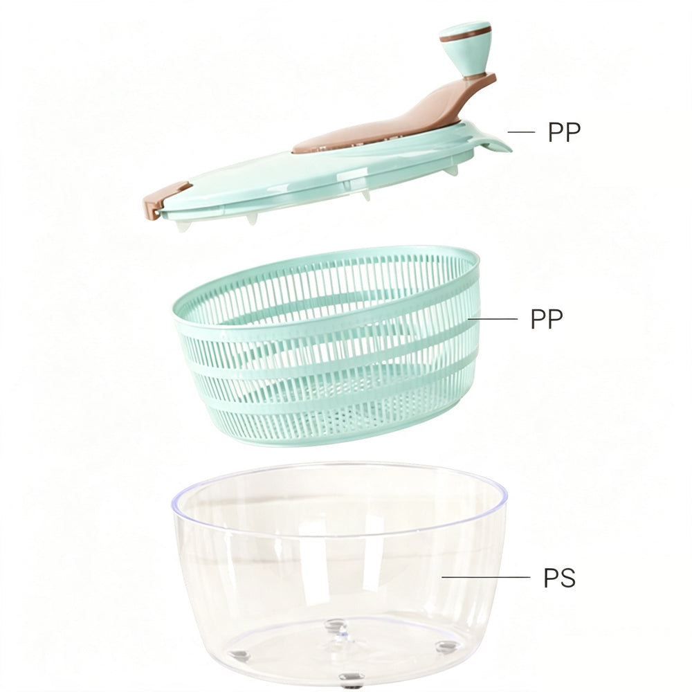 4L Manual Salad Spinne 2 Layer Removable Lettuce Spinner