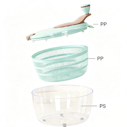 4L Manual Salad Spinne 2 Layer Removable Lettuce Spinner