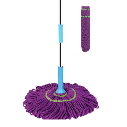 Self Wringing Twist Mop Handle Detachable Floor Cleaning Mop with Replacement Head Purple