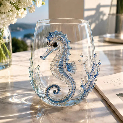 3D Ocean Animal Glass 350ml Borosilicate Wine Glass - Seahorse